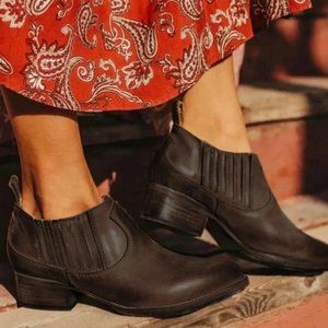 Freebird By Steven Opal Leather Ankle Booties Western, Black 7